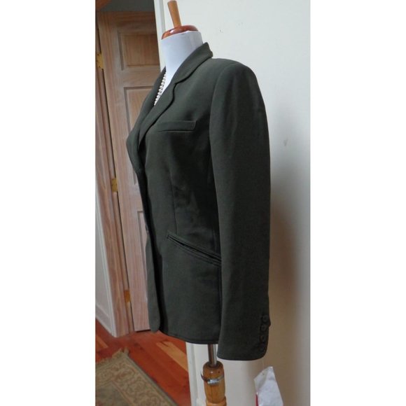 NWT - AK ANNE KLEIN Olive Polyester/Acetate Blend 3-Button Jacket Size 4 - Picture 3 of 6
